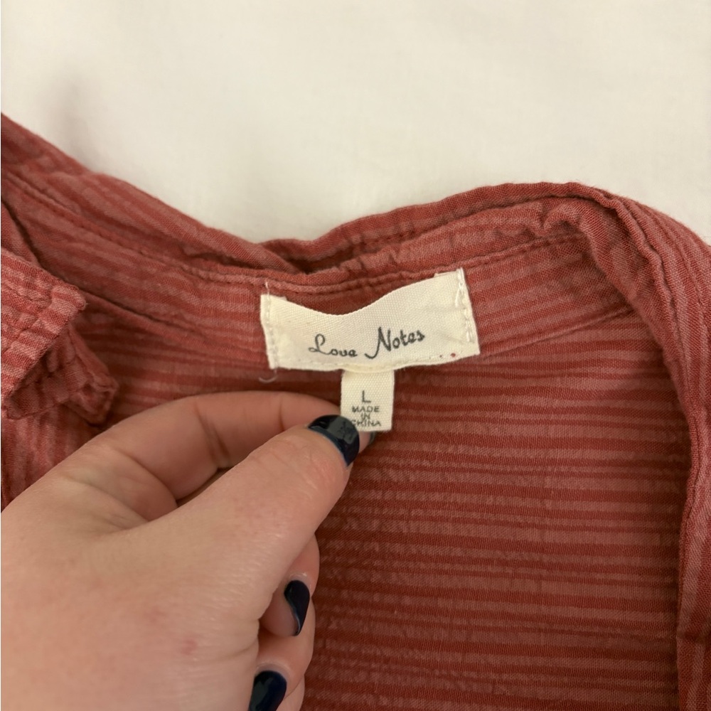 Love Notes Collared Button Down Top - Picture 2 of 9